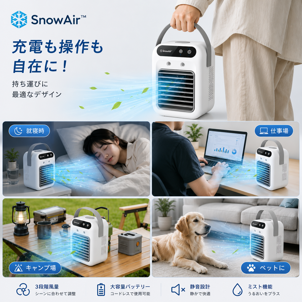 SnowAir™ ｜ 360°冷却ミニエアクーラー・最新モデル
